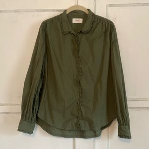 XiRENA Hale Ruffle Long Sleeve Button Down Top XS